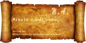 Mikola Ajnácska névjegykártya